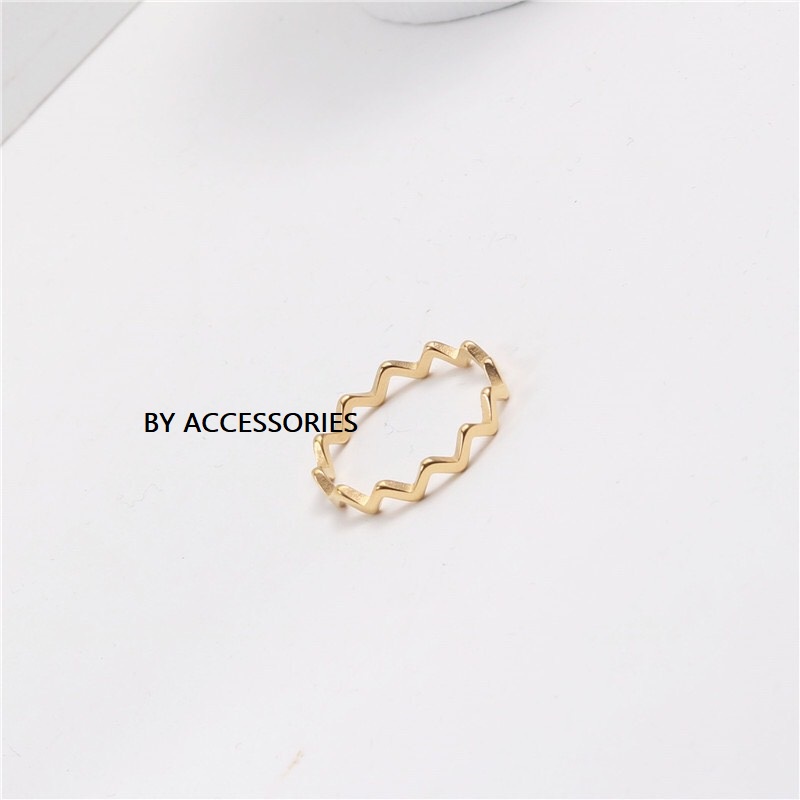 Nhẫn titan gợn sóng mảnh xinh 1mm không gỉ WR2108