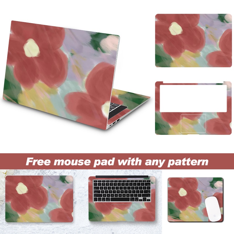 DIY Same Pattern Mouse Pad Laptop Sticker Laptop Skin Flower Cover Art Decal 12/13/14/15/17-inch for MacBook/HP/Acer/Dell/ASUS/Lenovo Laptop Decoration