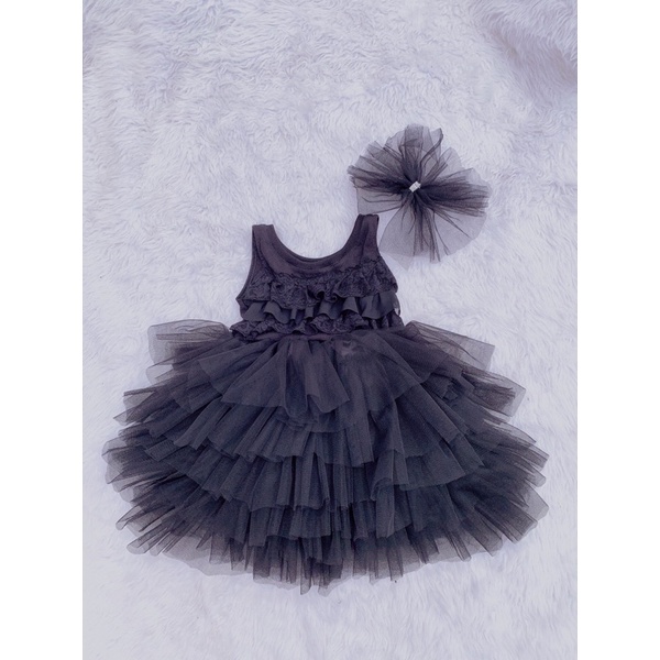 Váy công chúa tầng ren cho bé  đen