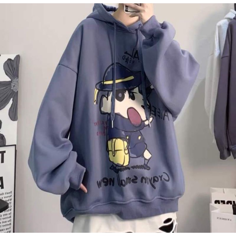 [Rẻ Vô Địch] Áo swt nỉ cổ tròn cotton tay bồng ------- ÁO NỈ HOODIE SHIN-CẬU BÉ BÚT CHÌ