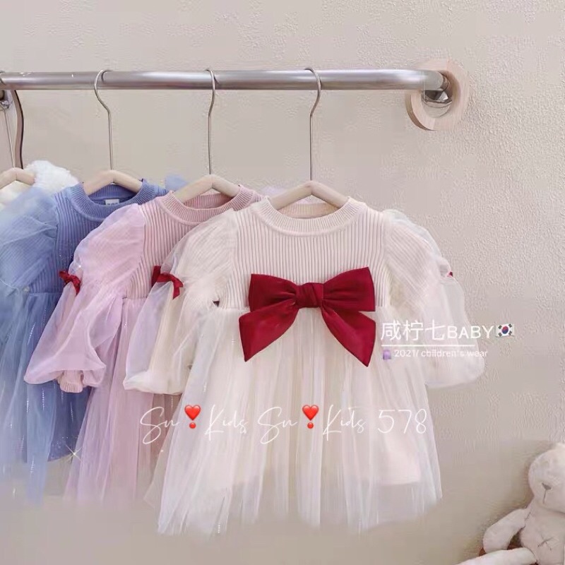 (jean baby kho sỉ) váy ,đầm dài tay ren công chúa có bé (8-20kg)