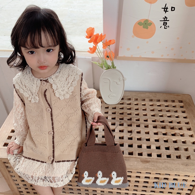 Túi Len Đeo Chéo Đựng Tiền Xu Phong Cách Hàn Quốc Cho Bé Gái