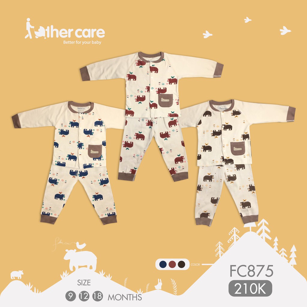 Bộ quần áo FatherCare dài tay Cài Giữa Nỉ - Gấu FC875