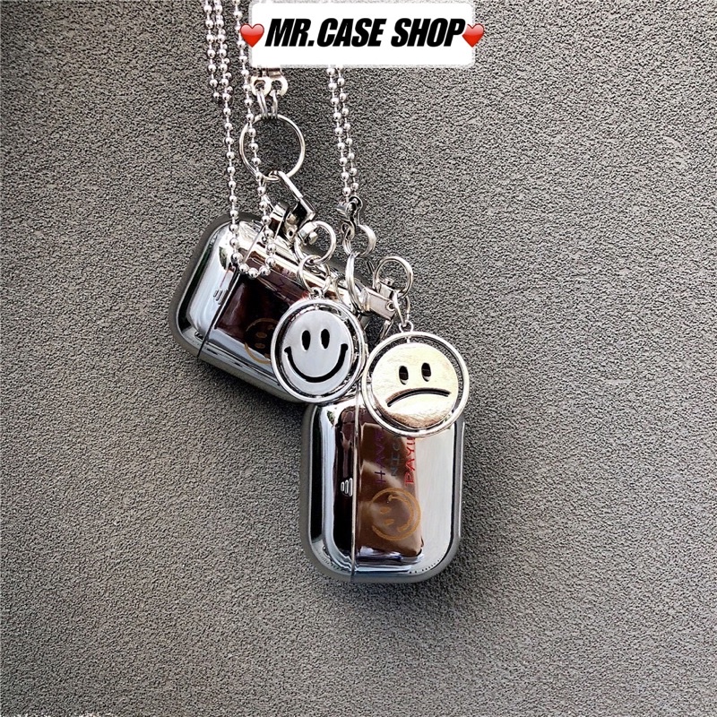 Case Airpods 1/2 /Pro Vỏ Ốp Tai Nghe Hình Mặt  Cười Tráng Gương Kèm Móc khoá - Mr.Case AirPods