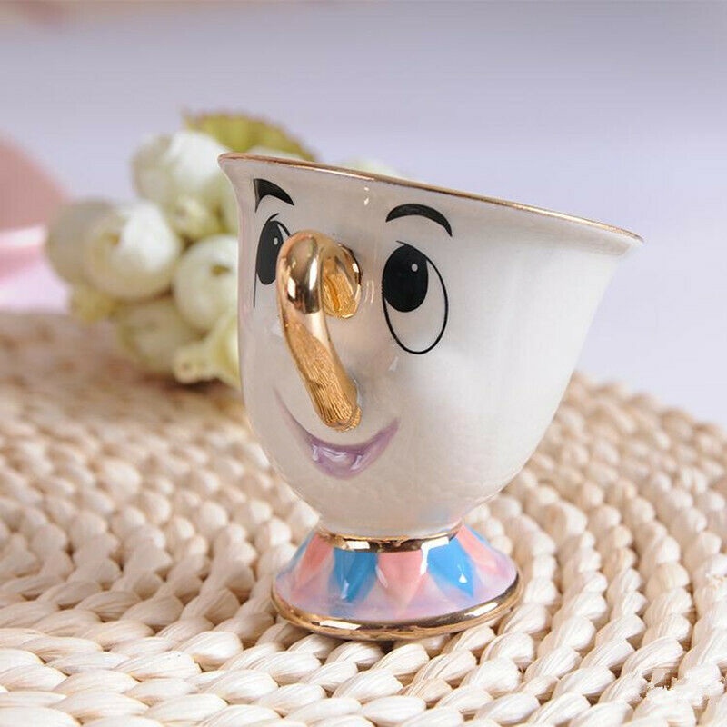 Bộ Ấm Trà Bằng Gốm Sứ Họa Tiết Beauty And The Beast Dễ Thương