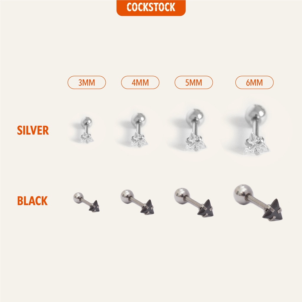 Khuyên tai đá Triangle Diamond CockStock