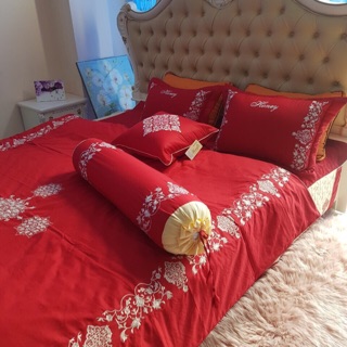 Bộ ga phủ cotton solid Đỏ đô