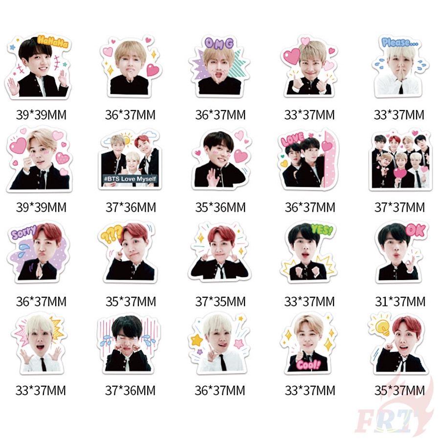 Set 40 Miếng Dán Trang Trí Hình Các Thành Viên Nhóm Nhạc Bts