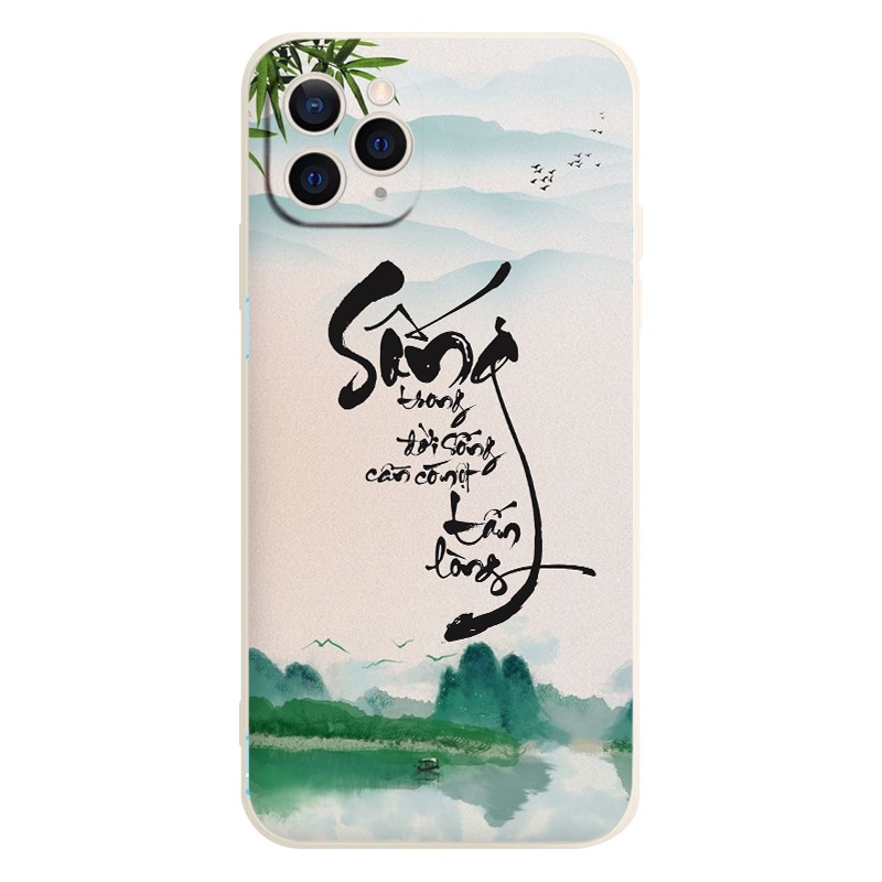 Ốp Iphone viền vuông đầu chữ Sống với Tấm Lòng từ ip 13promax 11 promax 12 pro max 6 6plus 7 plus 8 x xr xsmax