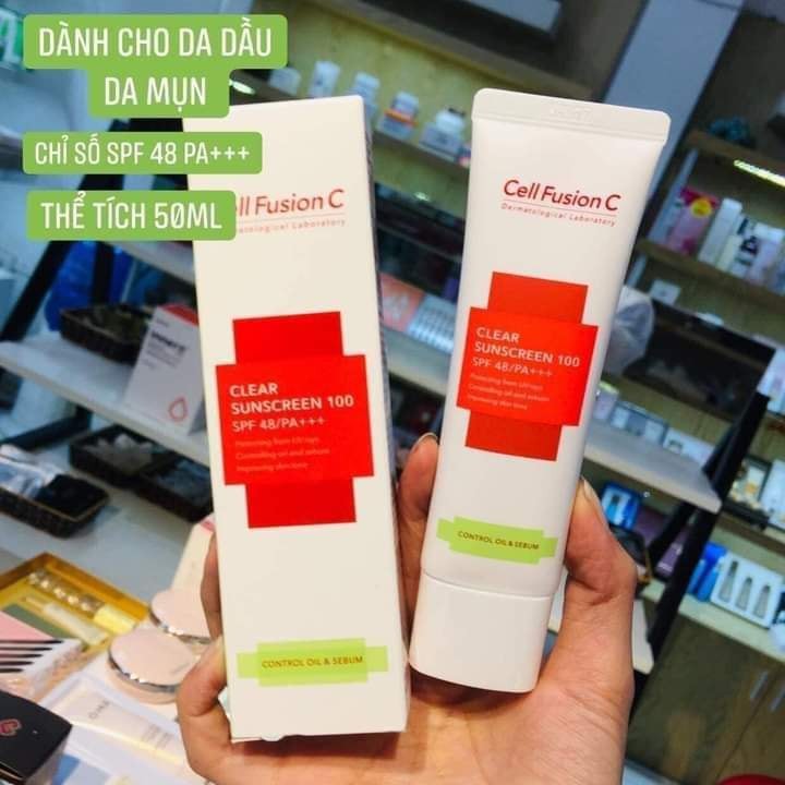 Kem chống nắng dành cho da dầu mụn Cell Fusion C Clear Sunscreen 100 SPF48/ PA+++