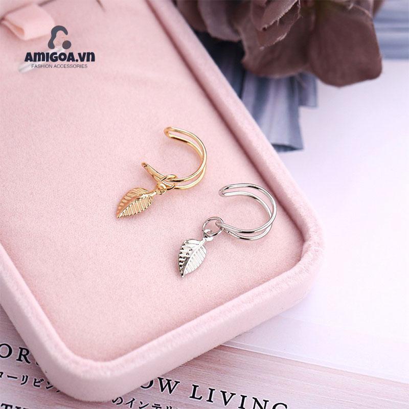 Set 5 Khuyên Tai Kẹp Chữ U Hai Lớp Sáng Tạo Không Xỏ Lỗ Tai