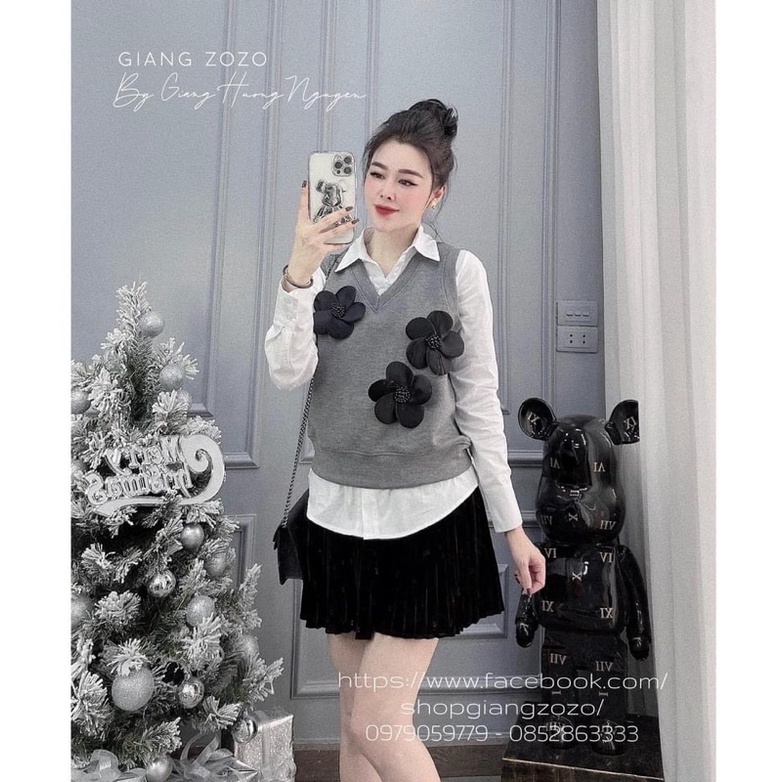 BÁN SỈ ÁO SƠ MI PHỐI ÁO GHI ĐÍNH HOA CHO NỮ