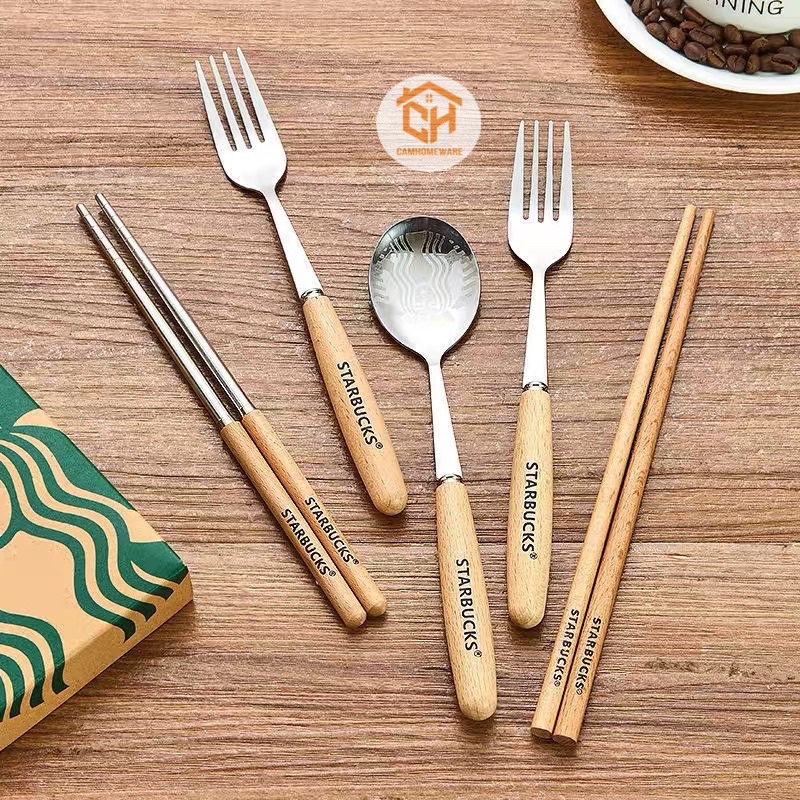Sét Đũa Nĩa Kèm Hộp Starbuck Sang Xịn