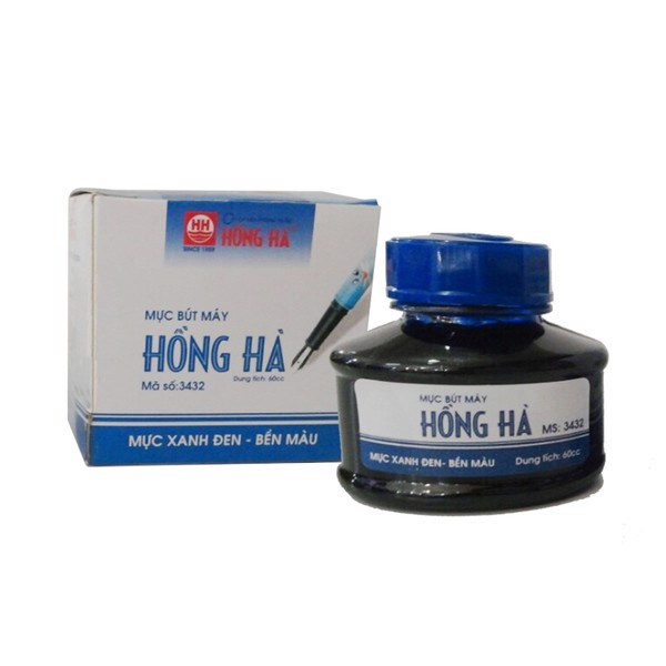 Mực Bút Máy Hồng Hà 3432 viết trơn êm, không cặn, không nhòe, không làm nghẹt ngòi bút (mực xanh đen hoặc tím đậm)