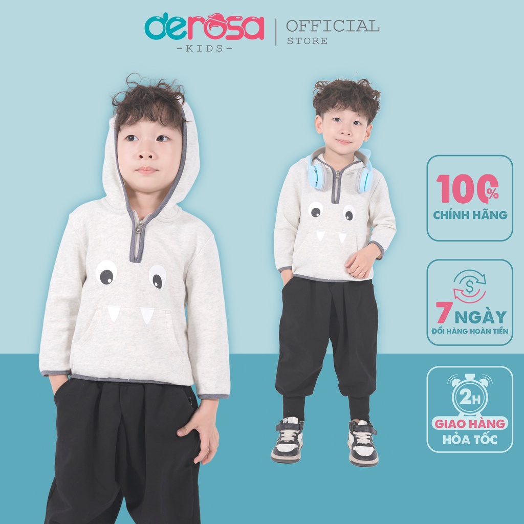 Áo hoodie có mũ cho bé trai DEROSA KIDS từ 6 tháng đến 3 tuổi AWKD287A