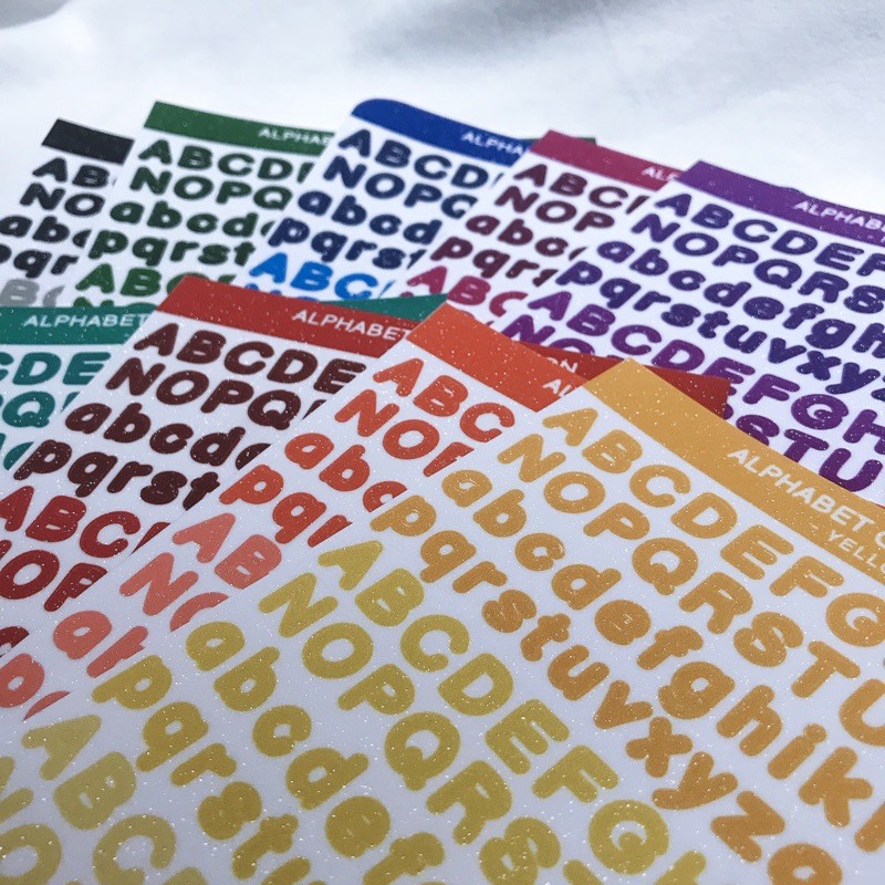 Sticker bảng chữ cái và sticker số trang trí toploader - Alphabet Sticker Collection