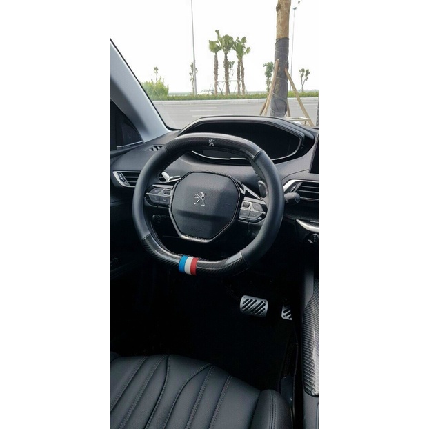 Bọc Vô Lăng , Bọc Tay Lái Cho Xe Peugeot 2008, 3008, 5008 mẫu Cờ Pháp có logo cao cấp