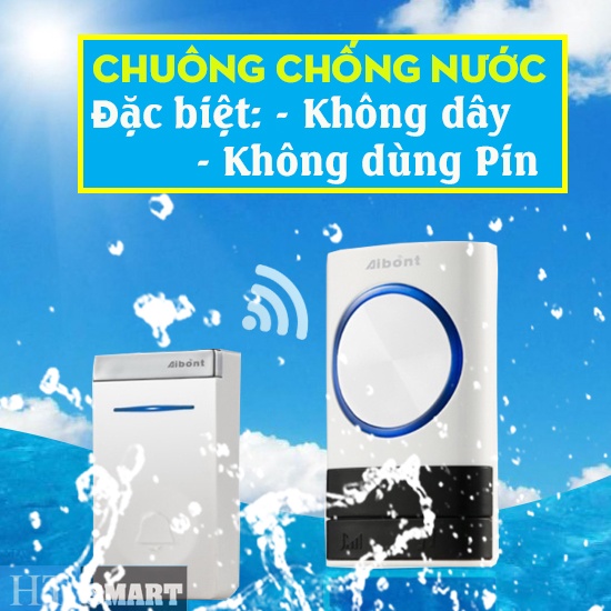 Chuông cửa không dây chống nước, không dùng Pin Aibont cao cấp - Màu Trắng