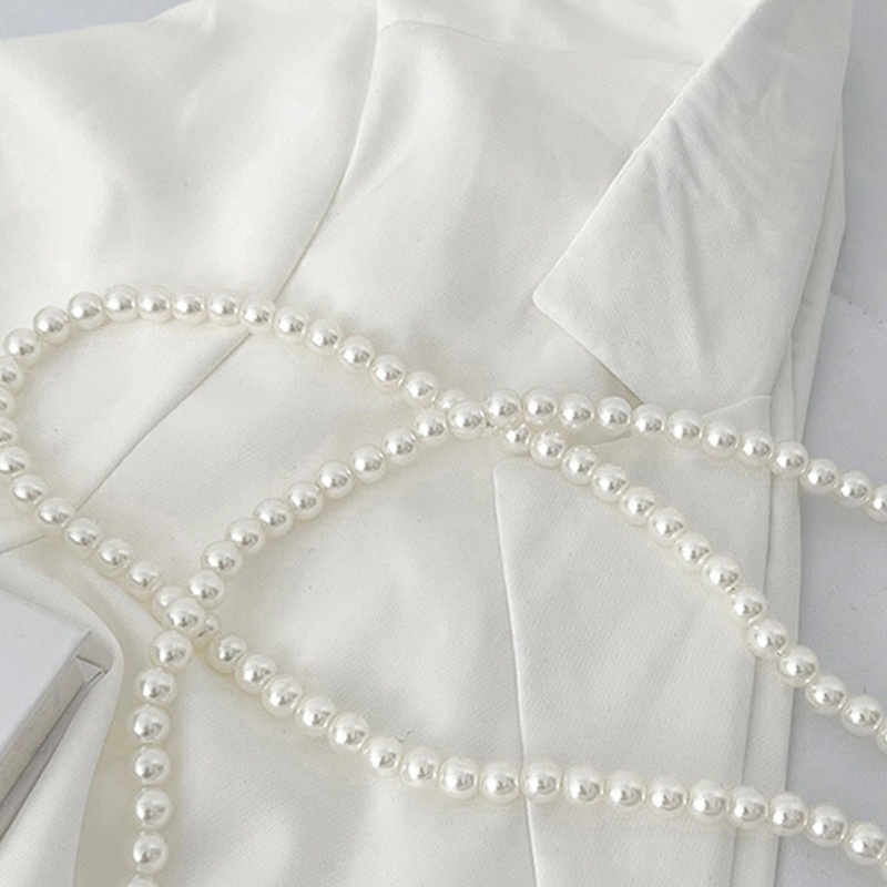 Túi Đeo Chéo Hình Vuông Nhỏ Màu Trắng Đính Ngọc Trai Thời Trang Dự Tiệc