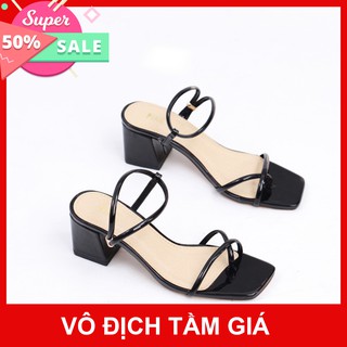 Giày Sandal Cao Gót 5cm Da Bóng Quai Mảnh Pixie X692