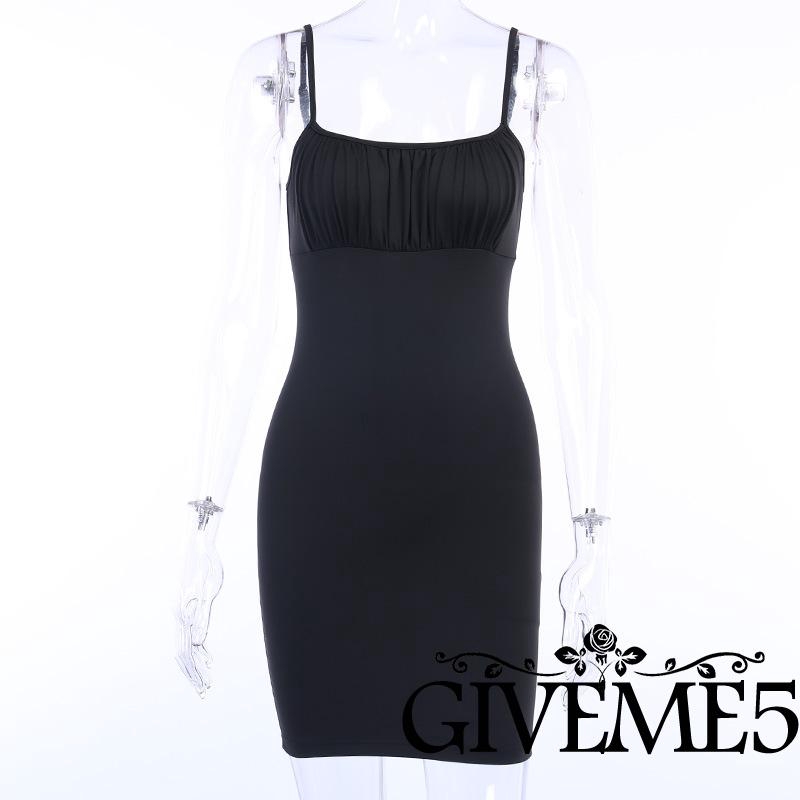 Đầm Ôm Hai Dây Màu Trơn Gợi Cảm Cho Nữ