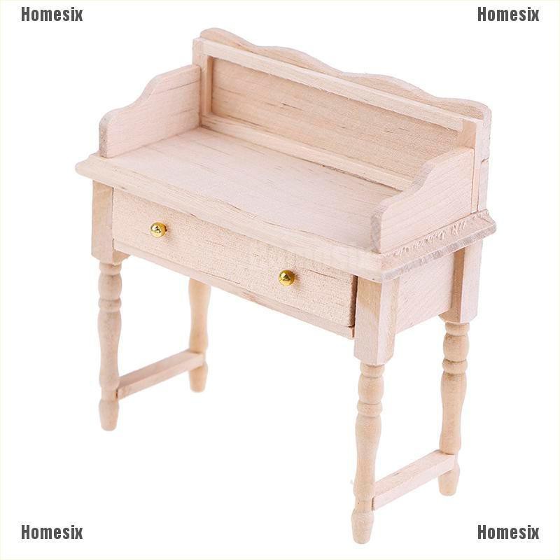 [HoMSI] 1/12 Miniature Mini Desk Table Set Furniture DIY Dollhouse Room Accessory Toys SUU