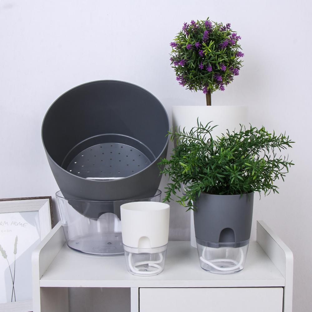 Chậu Trồng Cây Thủy Canh Trong Suốt Hình Tròn Thấm Hút Nước Tự Động Kèm Dây cotton