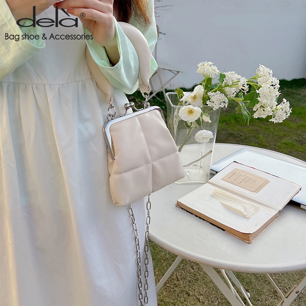 Dela Túi Xách Đeo Chéo Có Khóa Kẹp Dây Xích Thiết Kế Mới Mùa Xuân Phong Cách Hàn Quốc Cho Nữ