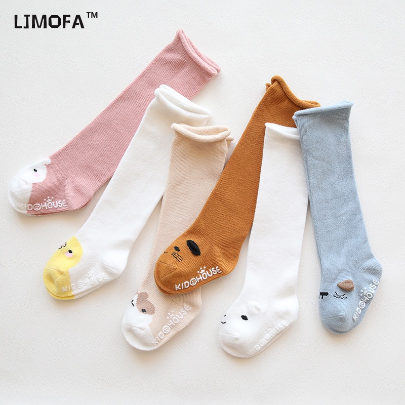 LJMOFA KIDS Vớ trẻ em chất lượng cao chất lượng bông chống trượt cuộn vớ trẻ sơ sinh 1-3 tuổi tất bán buôn
