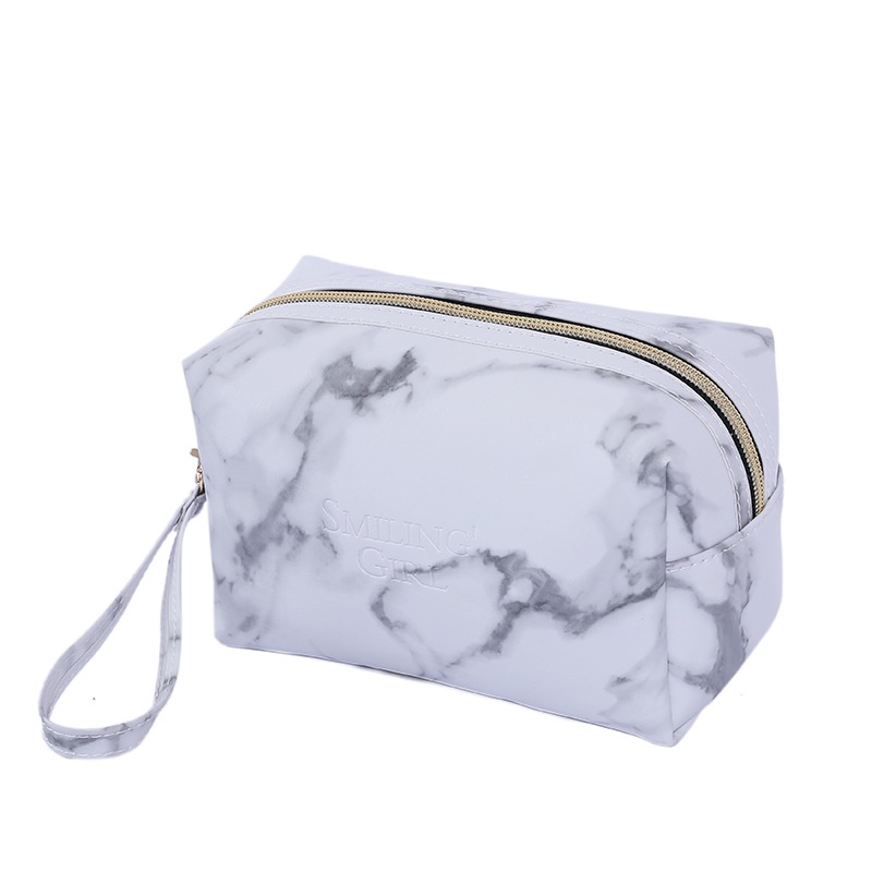 Túi Đựng Mỹ Phẩm Da pu Chống Thấm Nước Họa Tiết Đá Hoa Cương Phong Cách Hàn Quốc