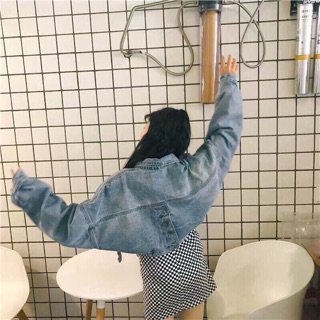 🔥Áo Khoác Jean Lửng Nút Sau