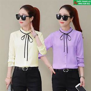 Áo Sơ Mi Nữ Thắt Nơ Cổ qa