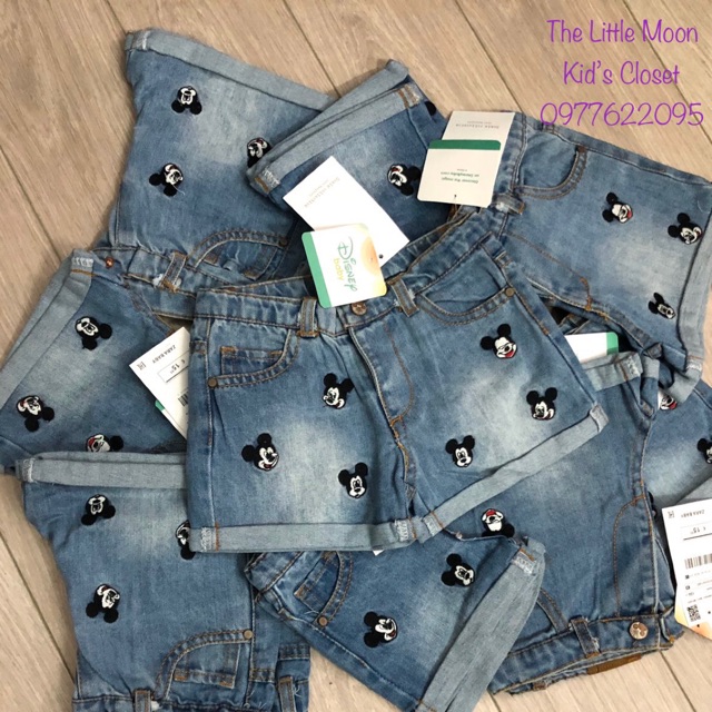 Quần short bò Zara  Mickey bé gái từ 9/12m -3/4y