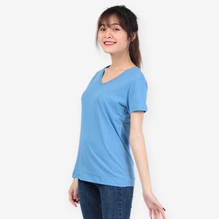 ÁO THUN TRƠN NỮ NHẬT BẢN 100% COTTON THOÁNG MÁT - CỔ TIM - XANH BIỂN