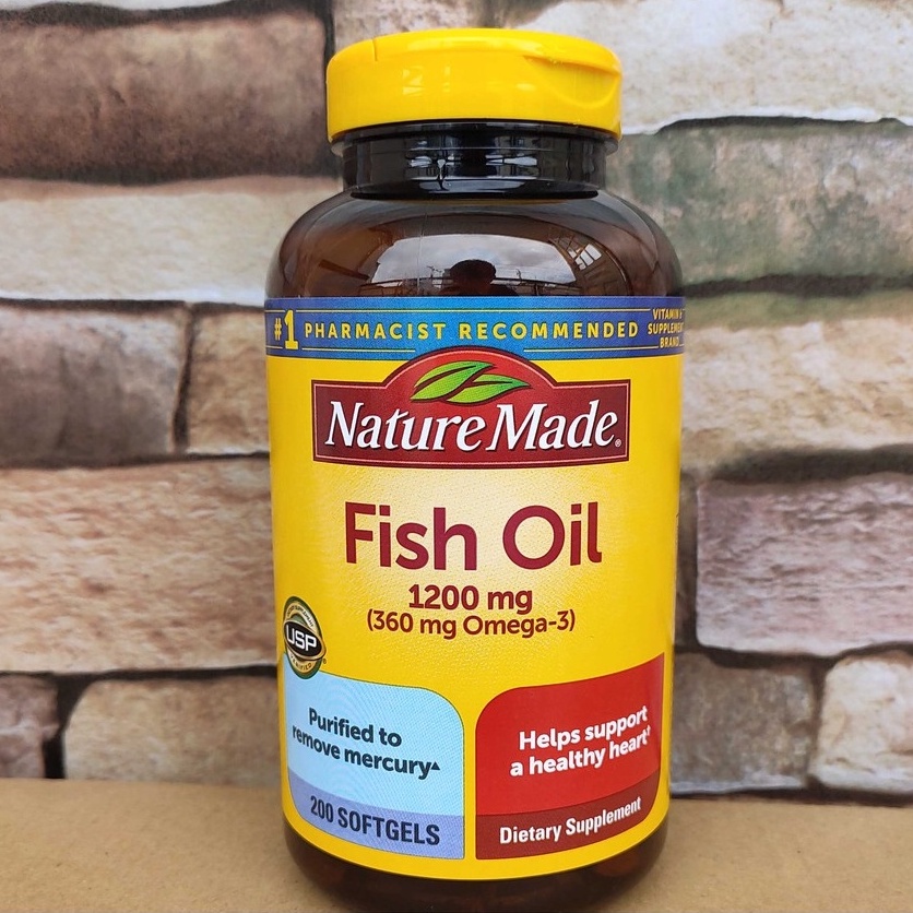 Dầu Cá Nature Made Fish Oil 1200mg 360mg Omega 3 200 viên - hàng Nội Địa Mỹ
