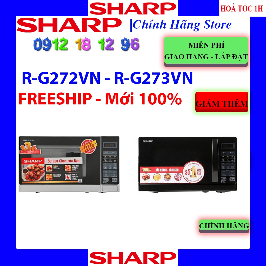 [Mã ELHAMS5 giảm 6% đơn 300K] Lò Vi Sóng Điện Tử Có Nướng 20 Lít Sharp R-G272VN-S ,Bảo hành 12 tháng chính hãng