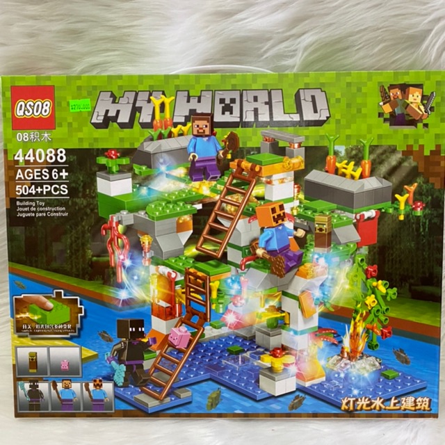 [Ảnh thật] Lắp ráp xếp hình Lego minecraf my world 44088 : Cuộc chiến trên núi đá có đèn 504 mảnh