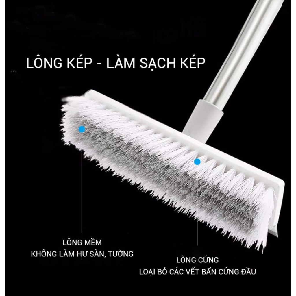 Cây chổi chà sàn gạt nước gạt kính 120CM 2 in 1 đa năng thông minh nhà tắm tiện lợi MUNTECH CCS01