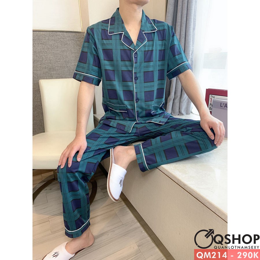 BỘ PIJAMA NAM THUN COTTON BỘ MẶC NHÀ MẶC NGỦ NAM QSHOP QM214