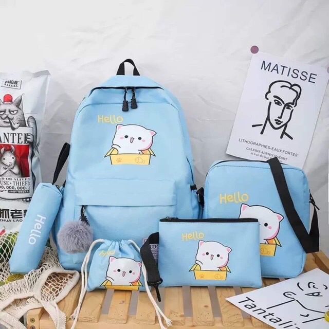 Balo Bộ 4 Món Chú Mèo Hello