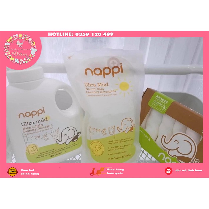 Nước giặt dầu cọ organic Nappi Thái - túi 700ml / chai 1000ml