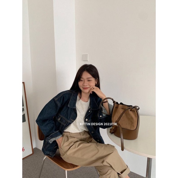 Xiaozhainv Áo Khoác Denim Tay Dài Dáng Rộng Phong Cách Retro Hàn Quốc Dành Cho Nữ | BigBuy360 - bigbuy360.vn