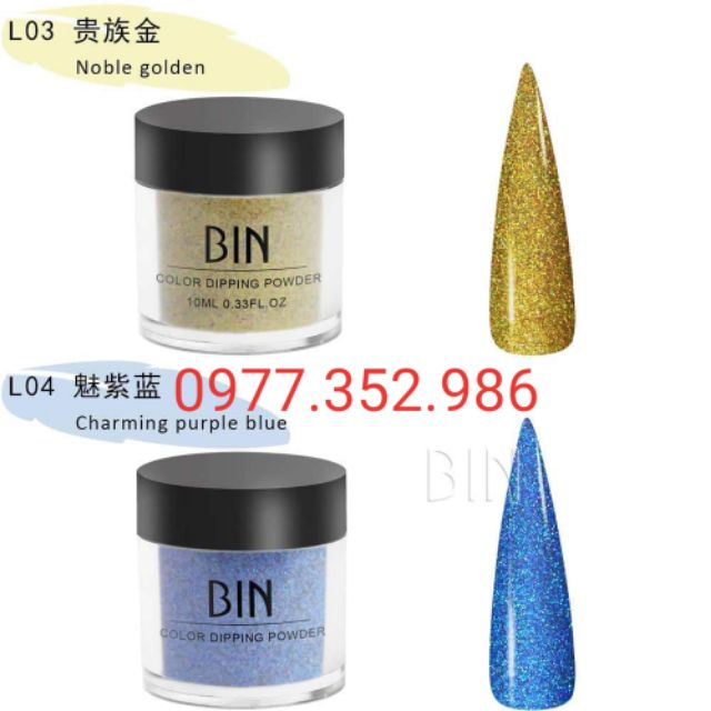 Lọ bột nhúng các màu nhũ thương hiệu Bin