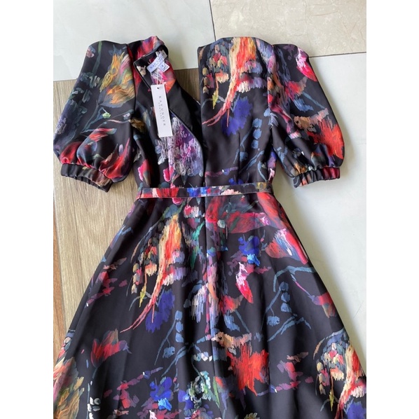 Đầm Kay Unger dư xịn siêu đẹp in hoạ tiết sang trọng tôn dáng