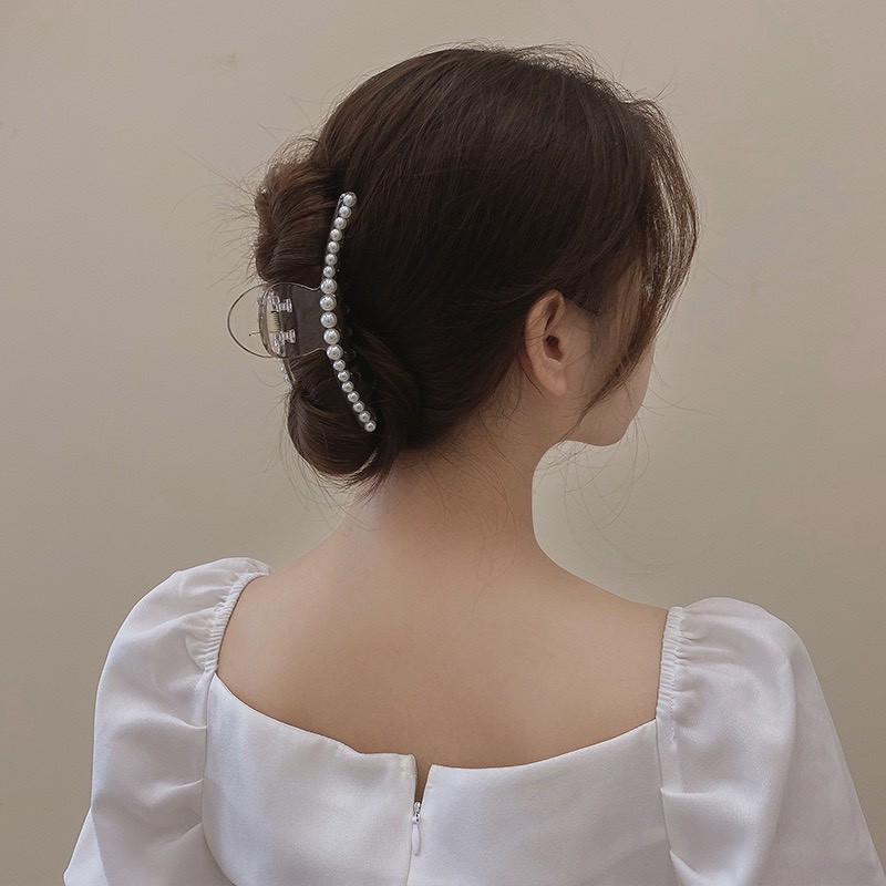 Kẹp Tóc Nữ  ❤️FREESHIP❤️ Kẹp Tóc Nhựa đính ngọc trai nhân tạo long lanh theo phong cách Hàn Quốc mã L4B