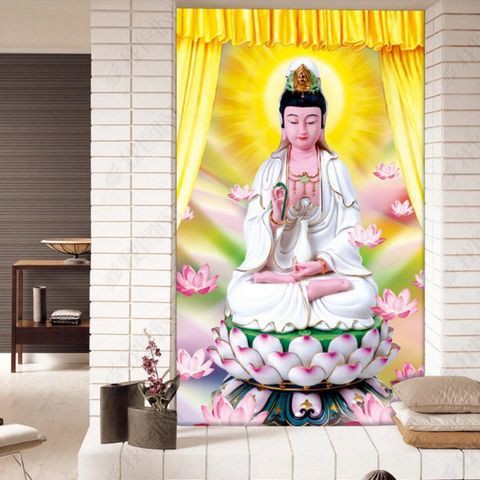 ♀Chân dung Avalokitesvara Hình ảnh Phật Gửi con dán Bồ tát giấy tự dính tranh trang trí Hành lang lối đi bức tườ