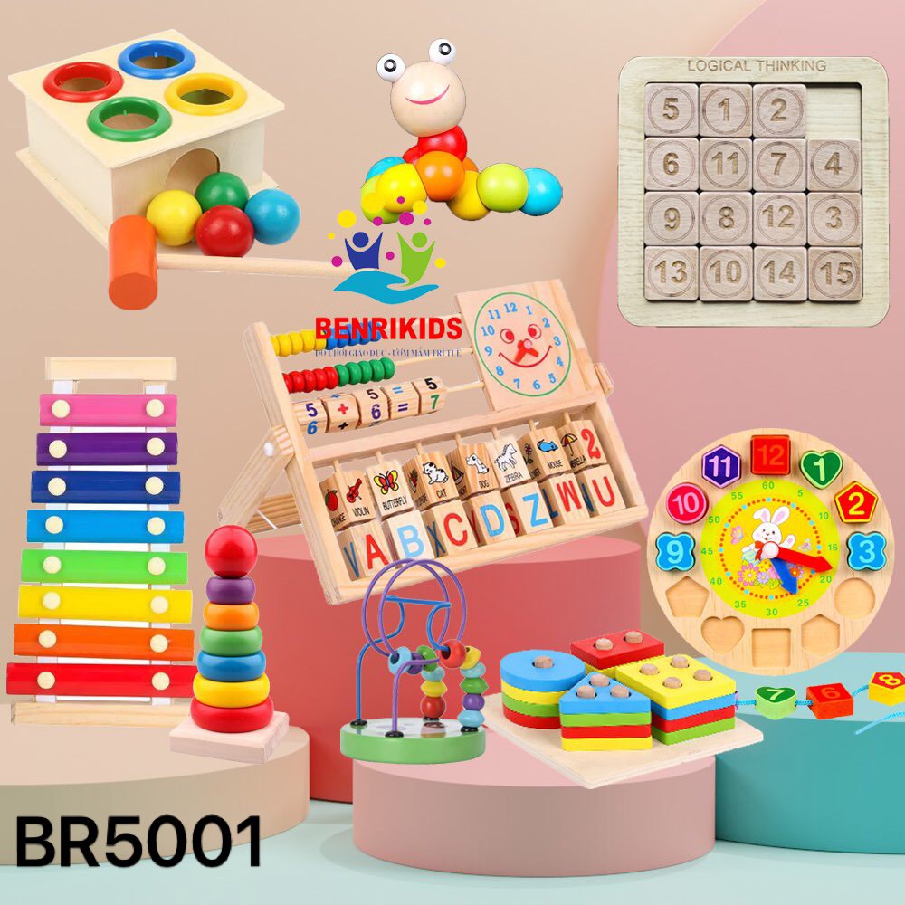 Set Đồ Chơi Thông Minh Bộ 9 Món Bằng Gỗ Đa Chức Năng Cho Bé Rèn Luyện Và Phát Triển Kĩ Năng Vận Động