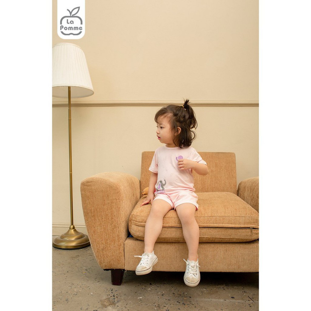 La Pomme Bộ QA cộc tayJacquard Cotton cao cấp mềm mịn thoáng mát cho bé trai bé gái (9M- 5Y) SS237