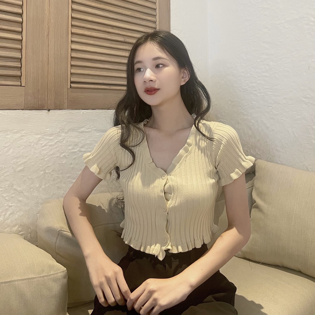 Áo croptop body ngắn tay len tăm dày dặn phong cách ulzzang Hàn Quốc C58 - Maoshop