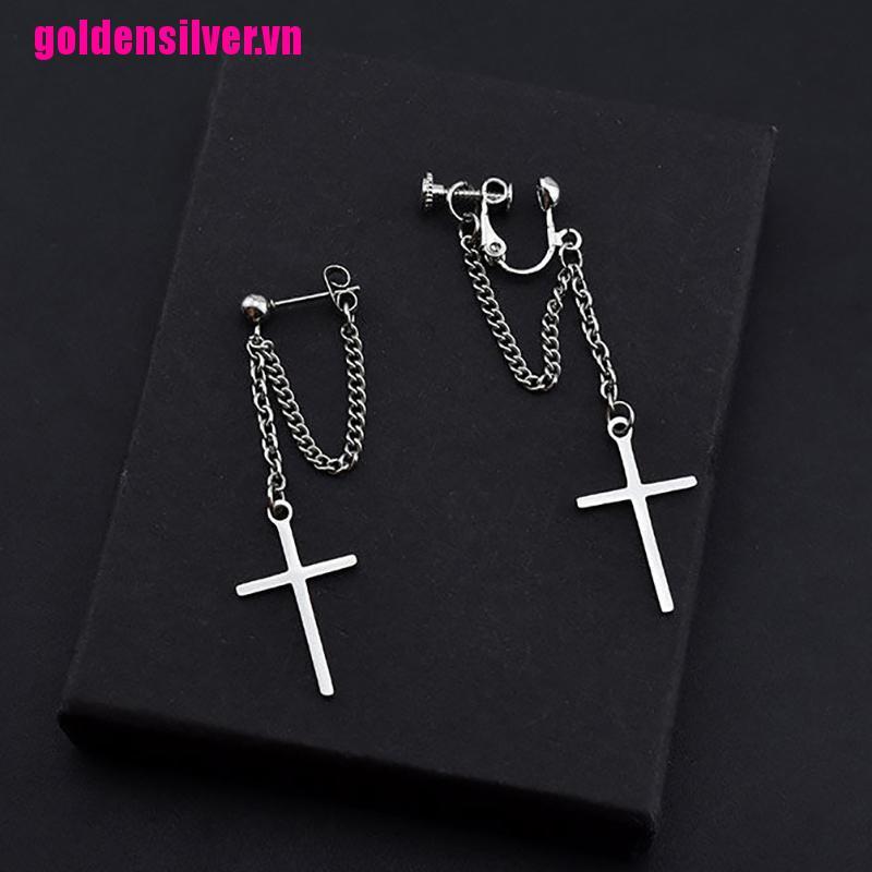 Khuyên Tai Hình Thánh Giá Bằng Thép Không Gỉ Phong Cách Gothic Rock Dành Cho Nam Nữ
